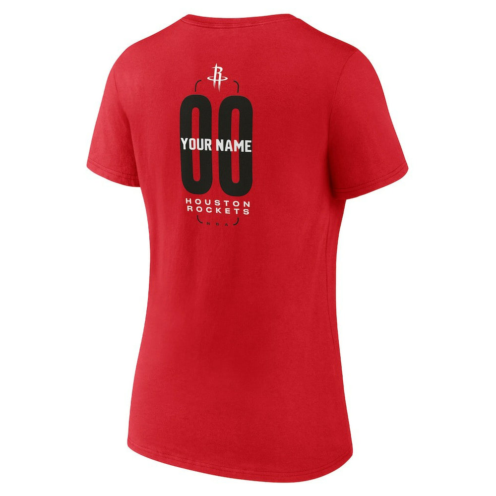 Houston Rockets Women's Center Court Name & Number Custom V-Neck T-Shirt Red