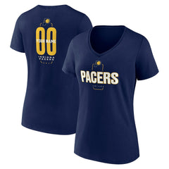 Indiana Pacers Women's Center Court Name & Number Custom V-Neck T-Shirt Navy
