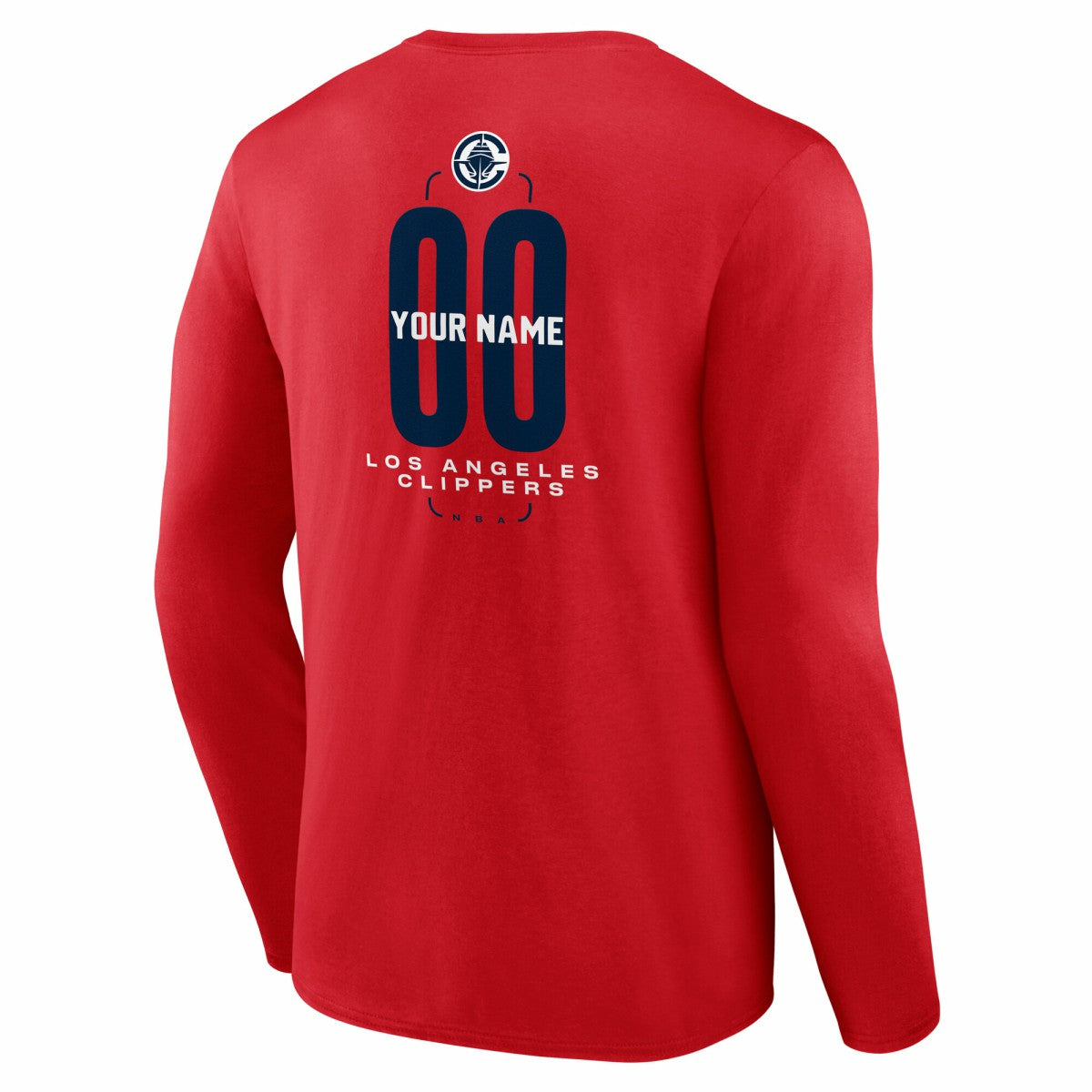 LA Clippers Center Court Name & Number Custom Long Sleeve T-Shirt Red