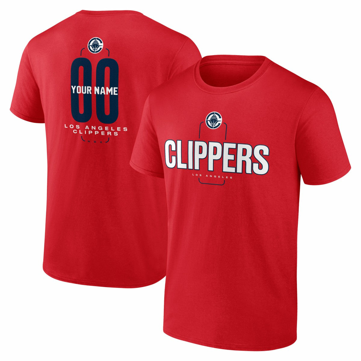 LA Clippers Center Court Name & Number Custom T-Shirt Red