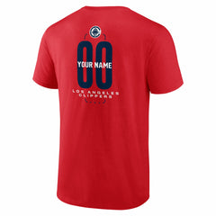 LA Clippers Center Court Name & Number Custom T-Shirt Red