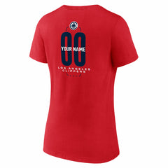 LA Clippers Women's Center Court Name & Number Custom V-Neck T-Shirt Red