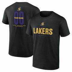 Los Angeles Lakers Center Court Name & Number Custom T-Shirt Black