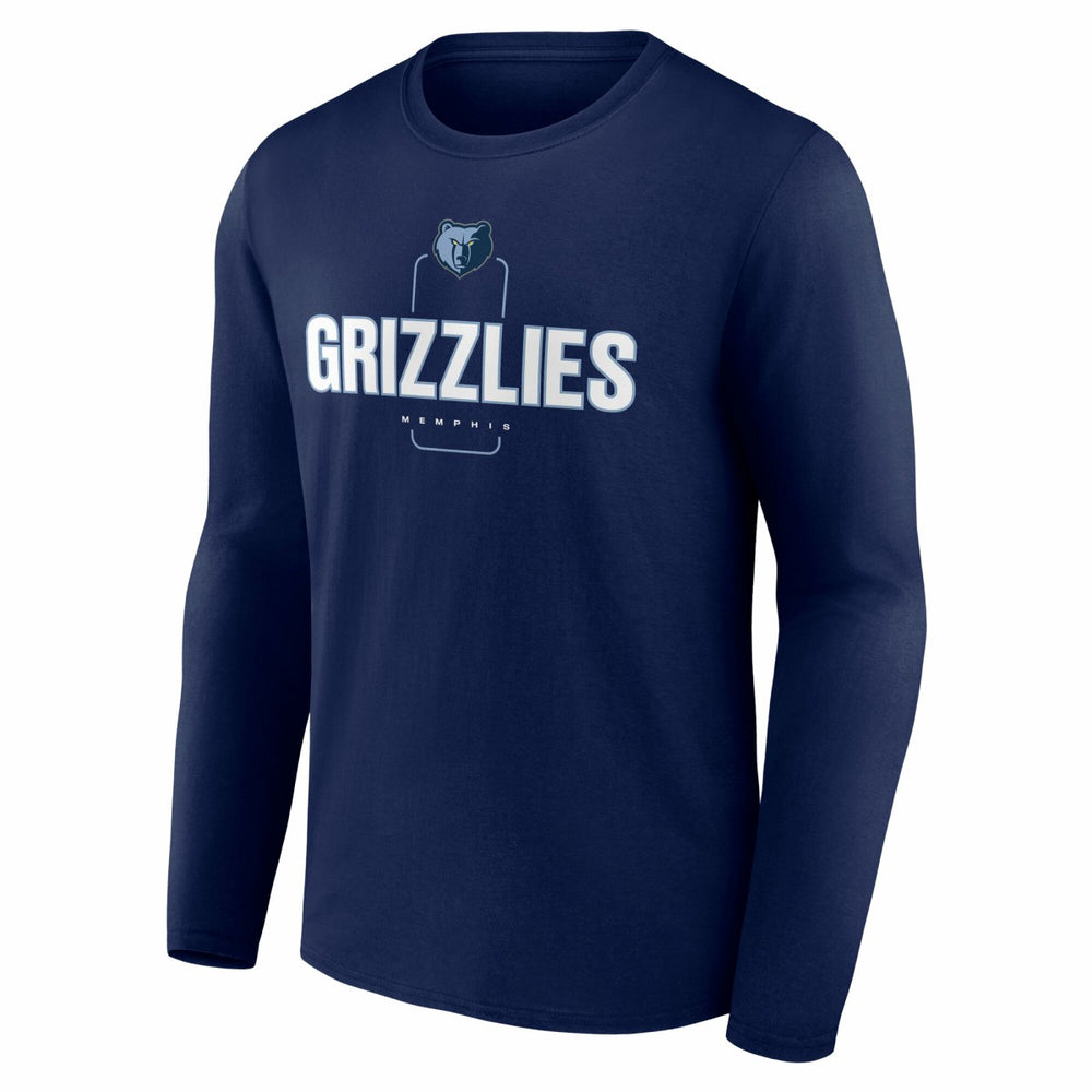 Memphis Grizzlies Center Court Name & Number Custom Long Sleeve T-Shirt Navy