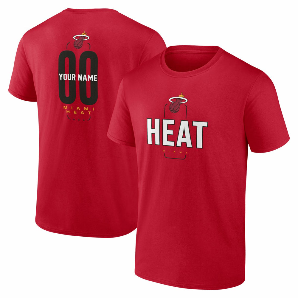 Miami Heat Center Court Name & Number Custom T-Shirt Red