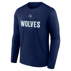 Minnesota Timberwolves Center Court Name & Number Custom Long Sleeve T-Shirt Navy