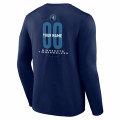 Minnesota Timberwolves Center Court Name & Number Custom Long Sleeve T-Shirt Navy
