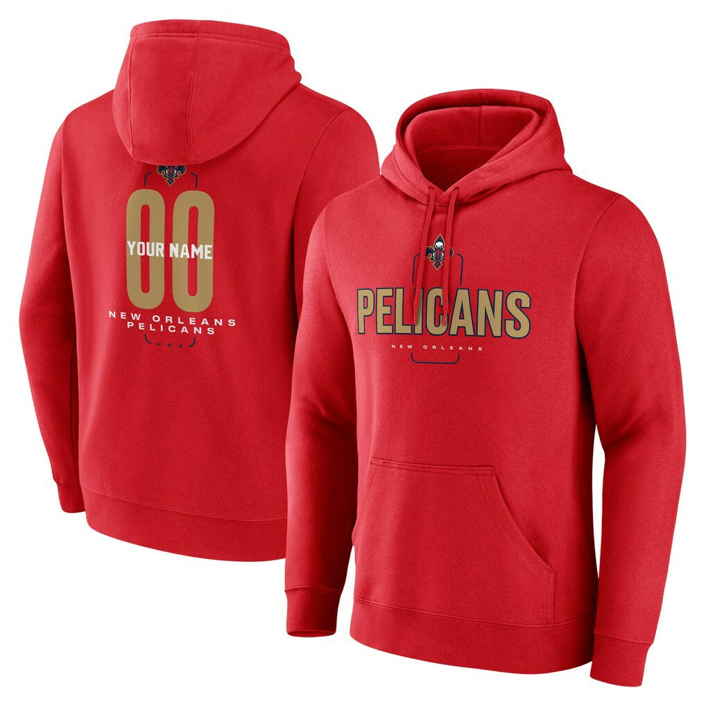 New Orleans Pelicans Center Court Name & Number Custom Hoodie Red