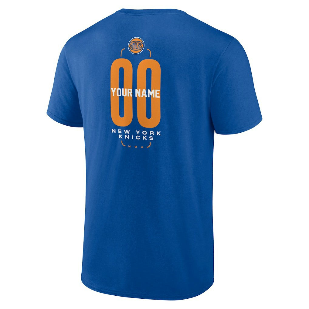 New York Knicks Center Court Name & Number Custom T-Shirt Blue