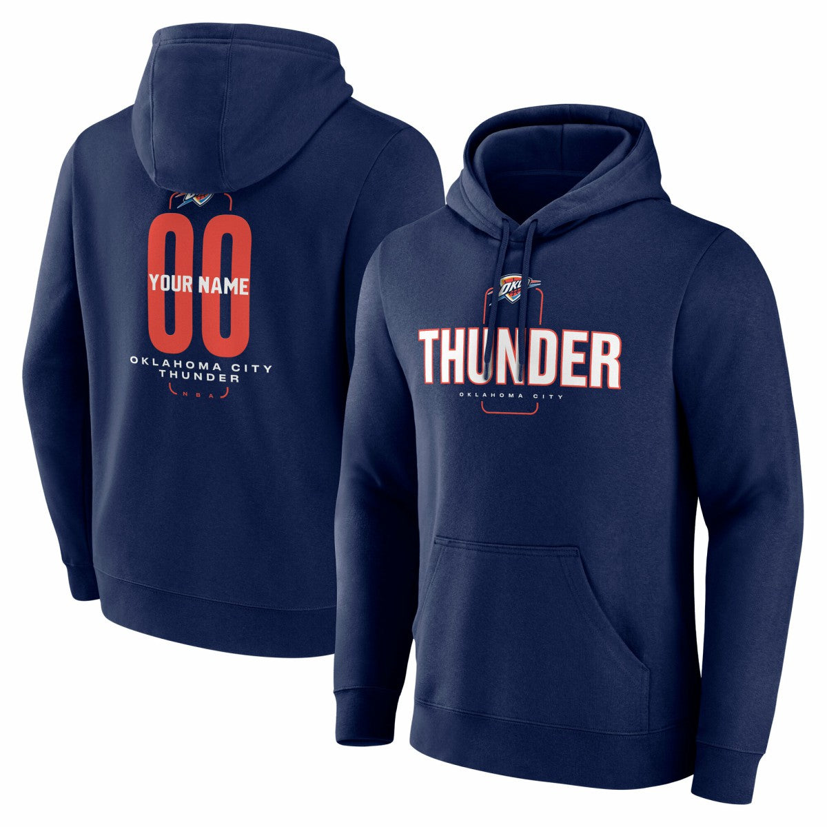 Oklahoma City Thunder Center Court Name & Number Custom Hoodie Navy