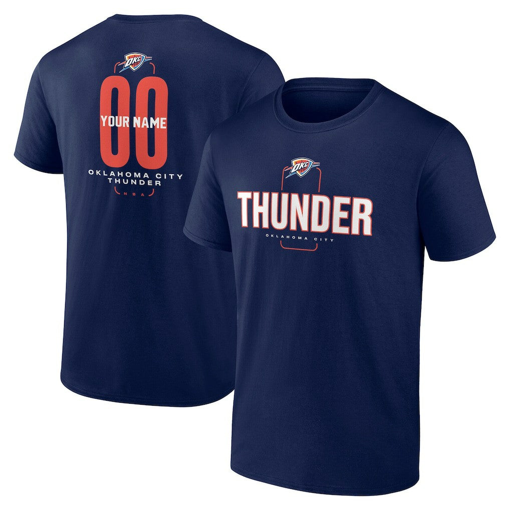 Oklahoma City Thunder Center Court Name & Number Custom T-Shirt Navy