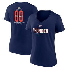 Oklahoma City Thunder Women's Center Court Name & Number Custom V-Neck T-Shirt Navy