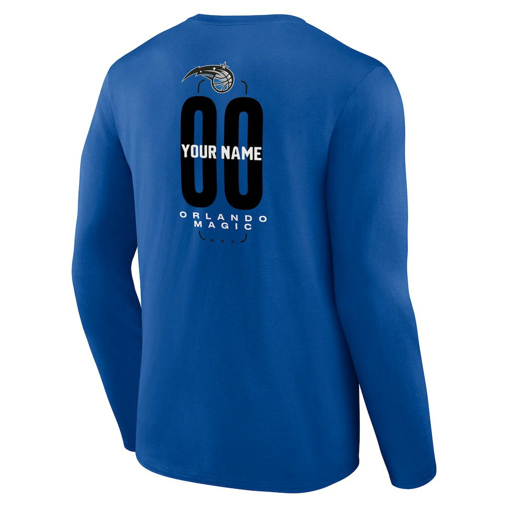Orlando Magic Center Court Name & Number Custom Long Sleeve T-Shirt Blue