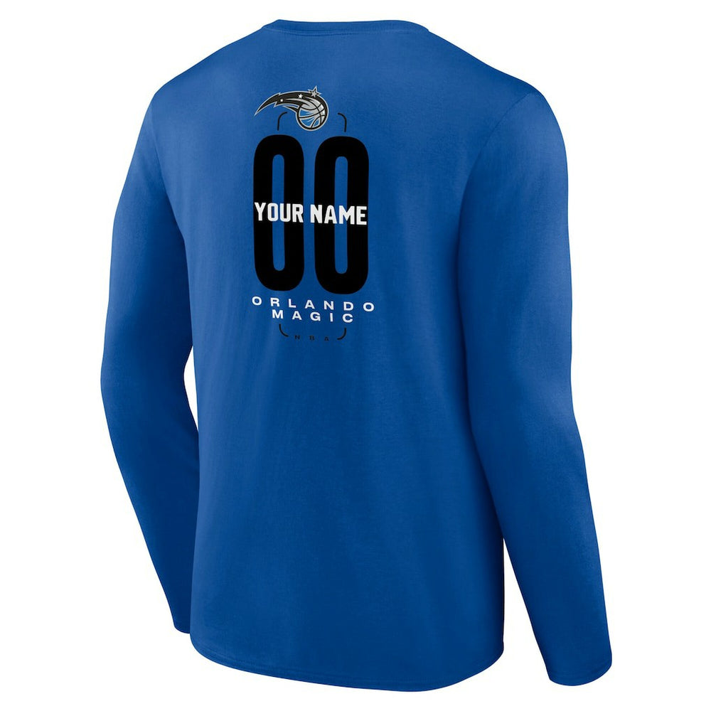 Orlando Magic Center Court Name & Number Custom Long Sleeve T-Shirt Blue