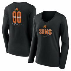 Phoenix Suns Women's Center Court Name & Number Custom Long Sleeve V-Neck T-Shirt Black