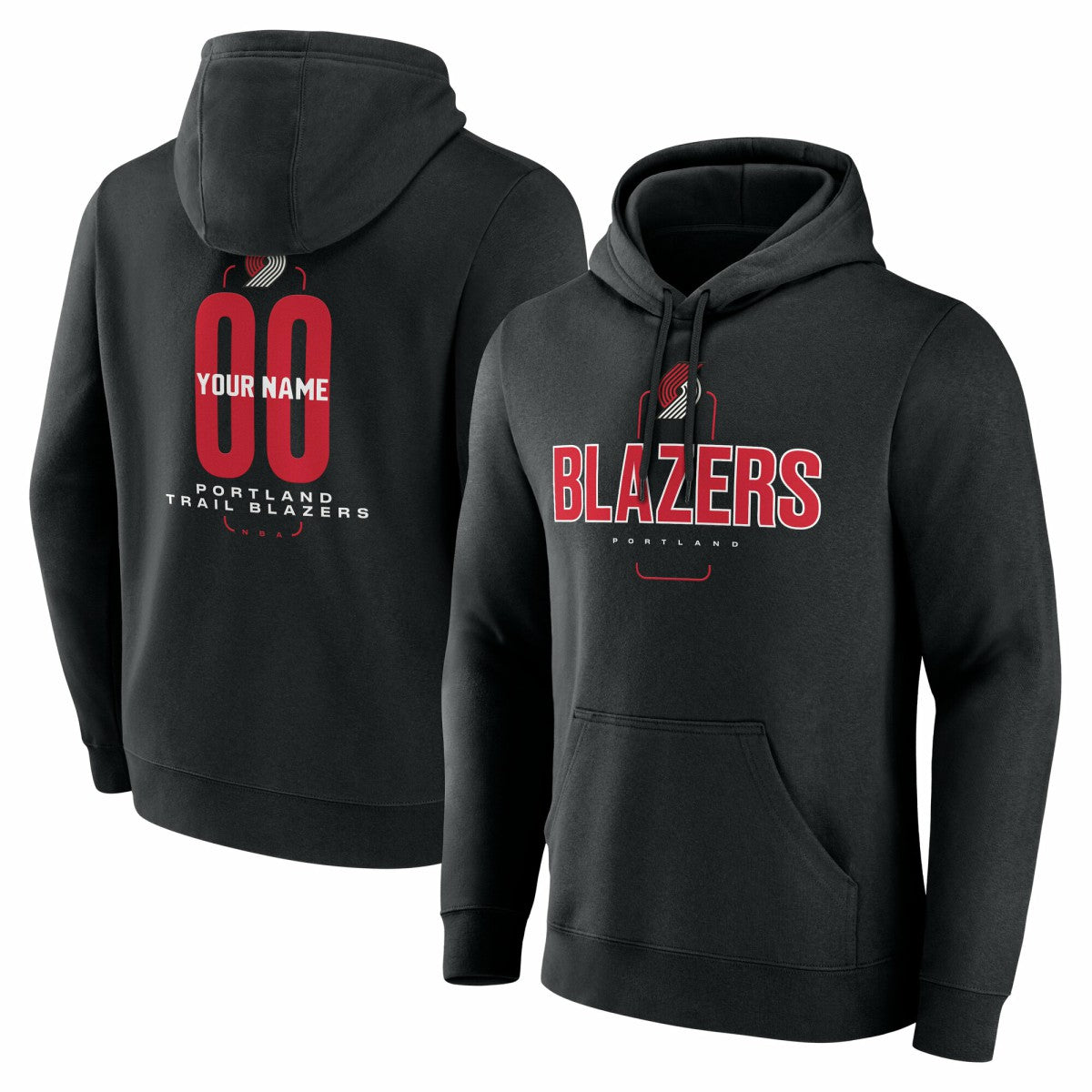Portland Trail Blazers Center Court Name & Number Custom Hoodie Black