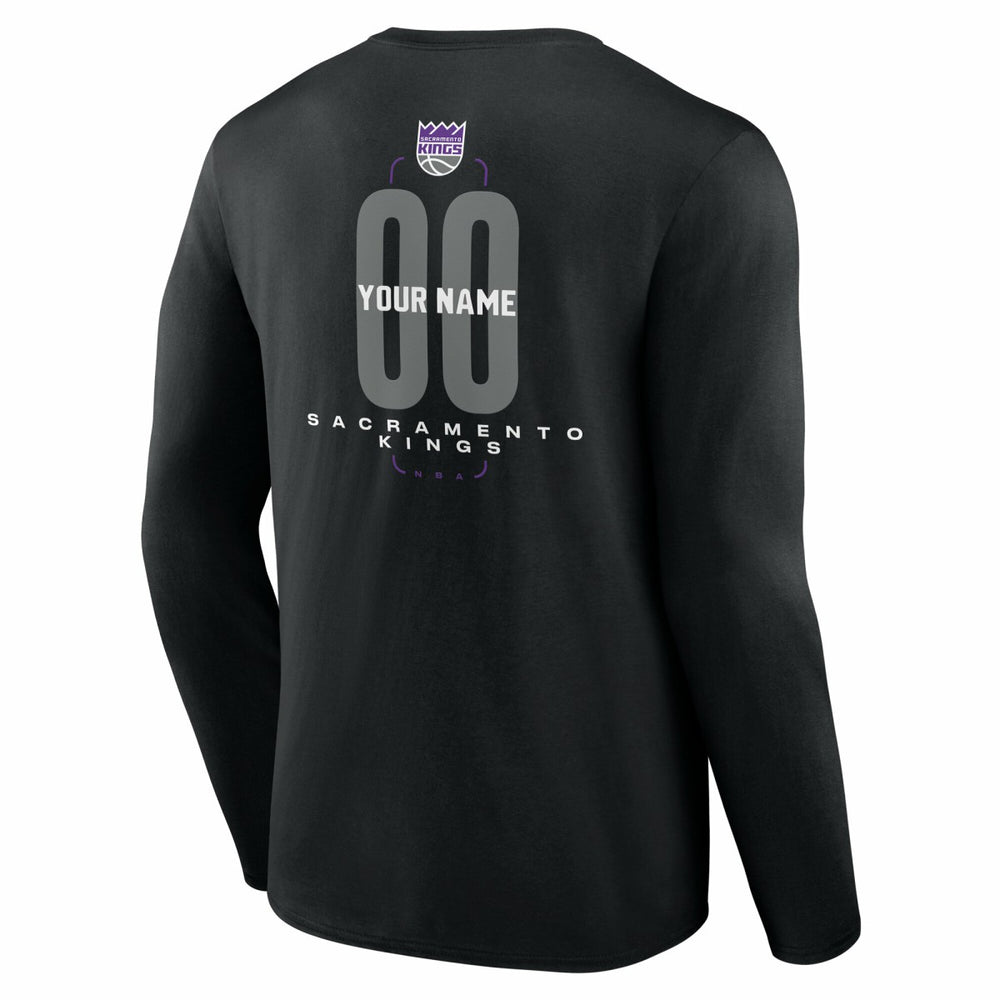 Sacramento Kings Center Court Name & Number Custom Long Sleeve T-Shirt Black