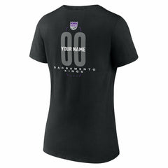 Sacramento Kings Women's Center Court Name & Number Custom V-Neck T-Shirt Black
