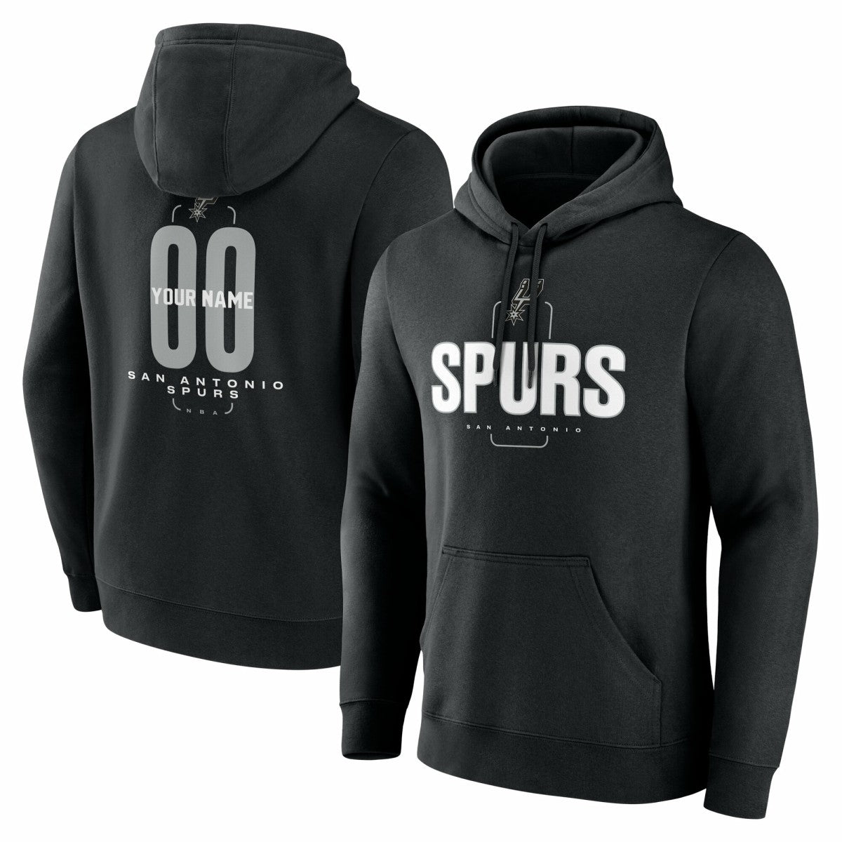 San Antonio Spurs Center Court Name & Number Custom Hoodie Black