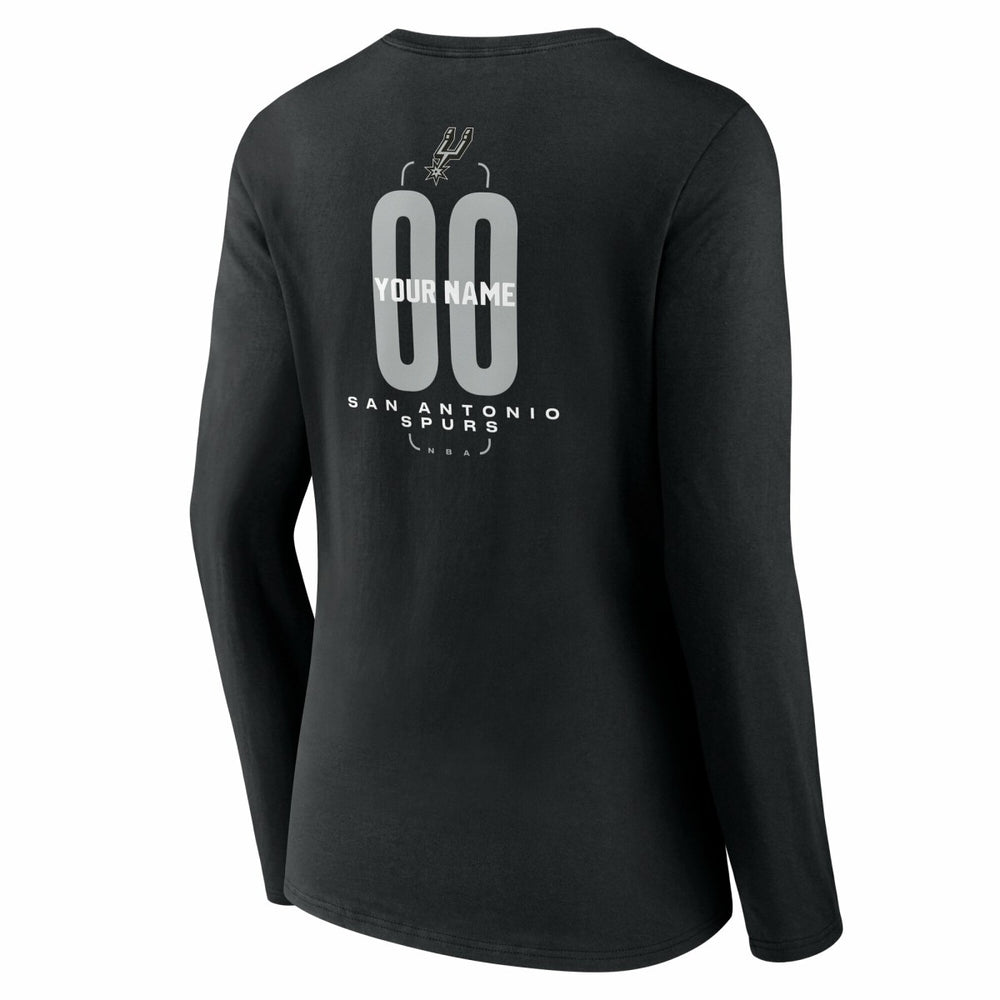 San Antonio Spurs Women's Center Court Name & Number Custom Long Sleeve V-Neck T-Shirt Black
