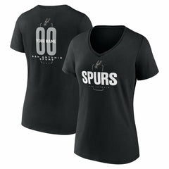 San Antonio Spurs Women's Center Court Name & Number Custom V-Neck T-Shirt Black