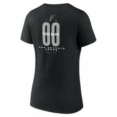 San Antonio Spurs Women's Center Court Name & Number Custom V-Neck T-Shirt Black