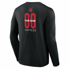Toronto Raptors Center Court Name & Number Custom Long Sleeve T-Shirt Black