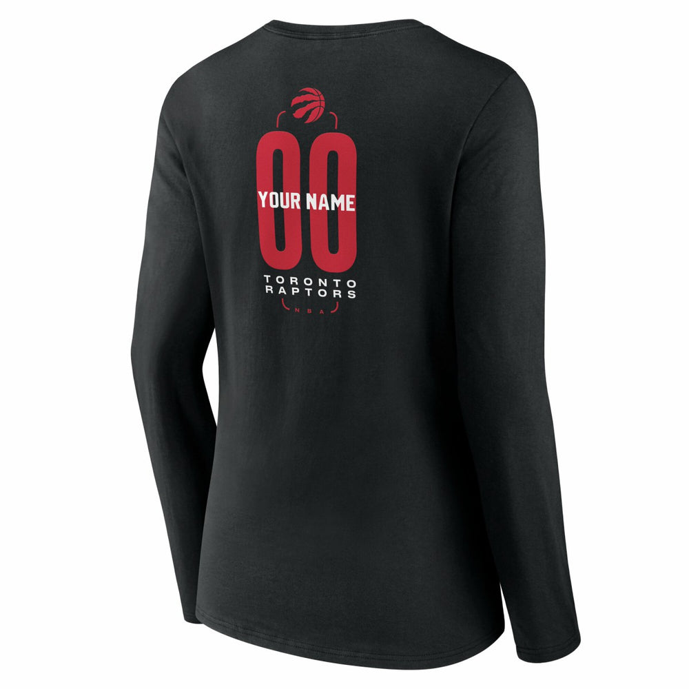 Toronto Raptors Women's Center Court Name & Number Custom Long Sleeve V-Neck T-Shirt Black