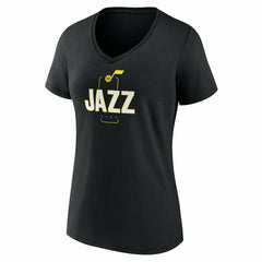 Utah Jazz Women's Center Court Name & Number Custom V-Neck T-Shirt Black