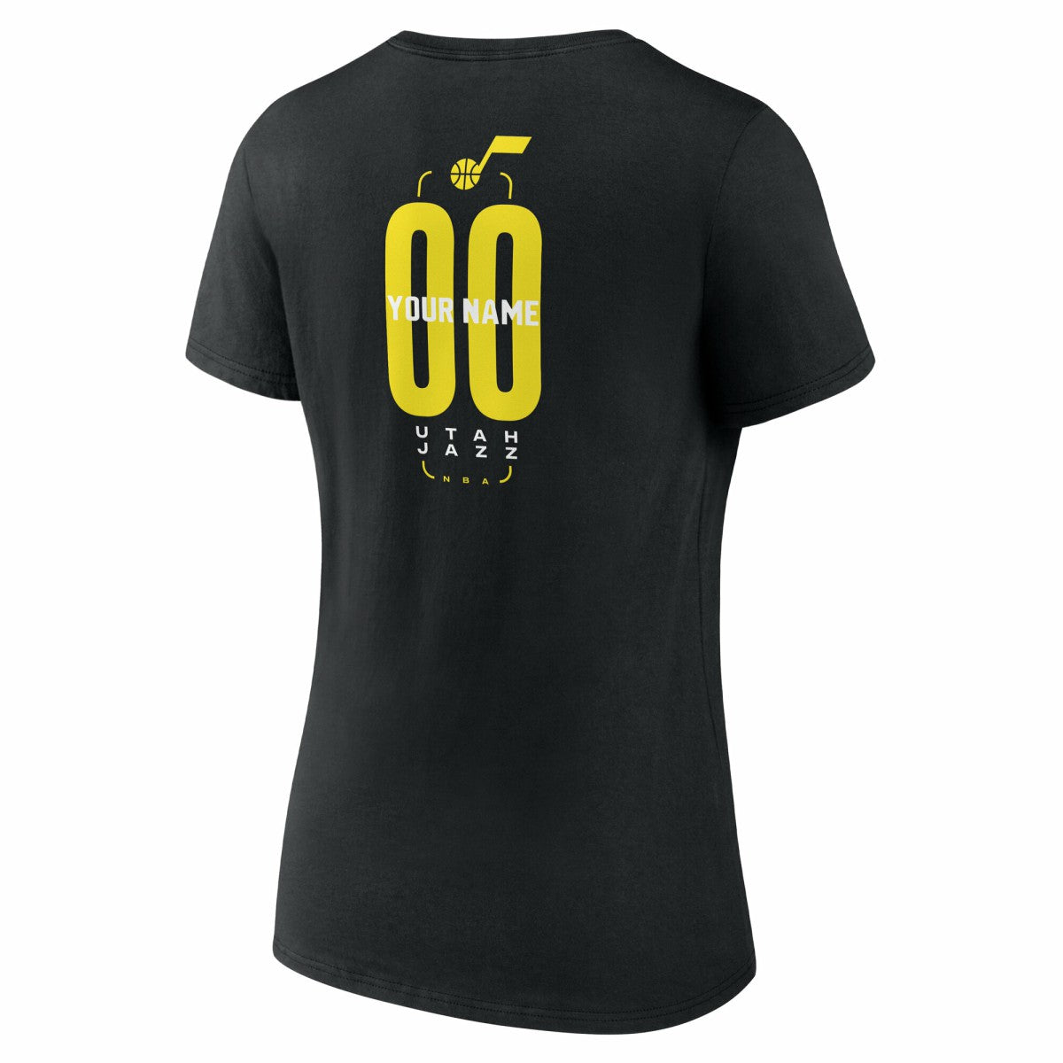 Utah Jazz Women's Center Court Name & Number Custom V-Neck T-Shirt Black