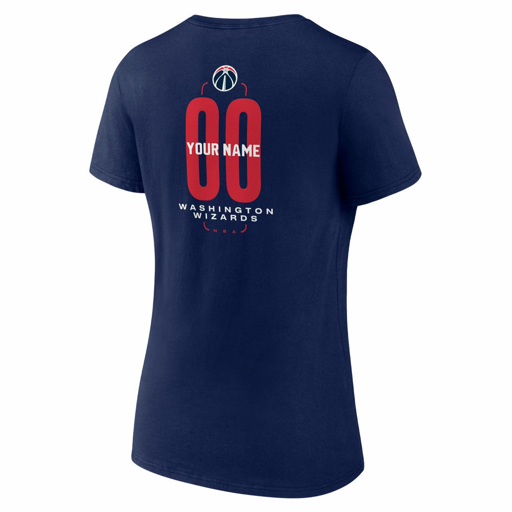 Washington Wizards Women's Center Court Name & Number Custom V-Neck T-Shirt Navy