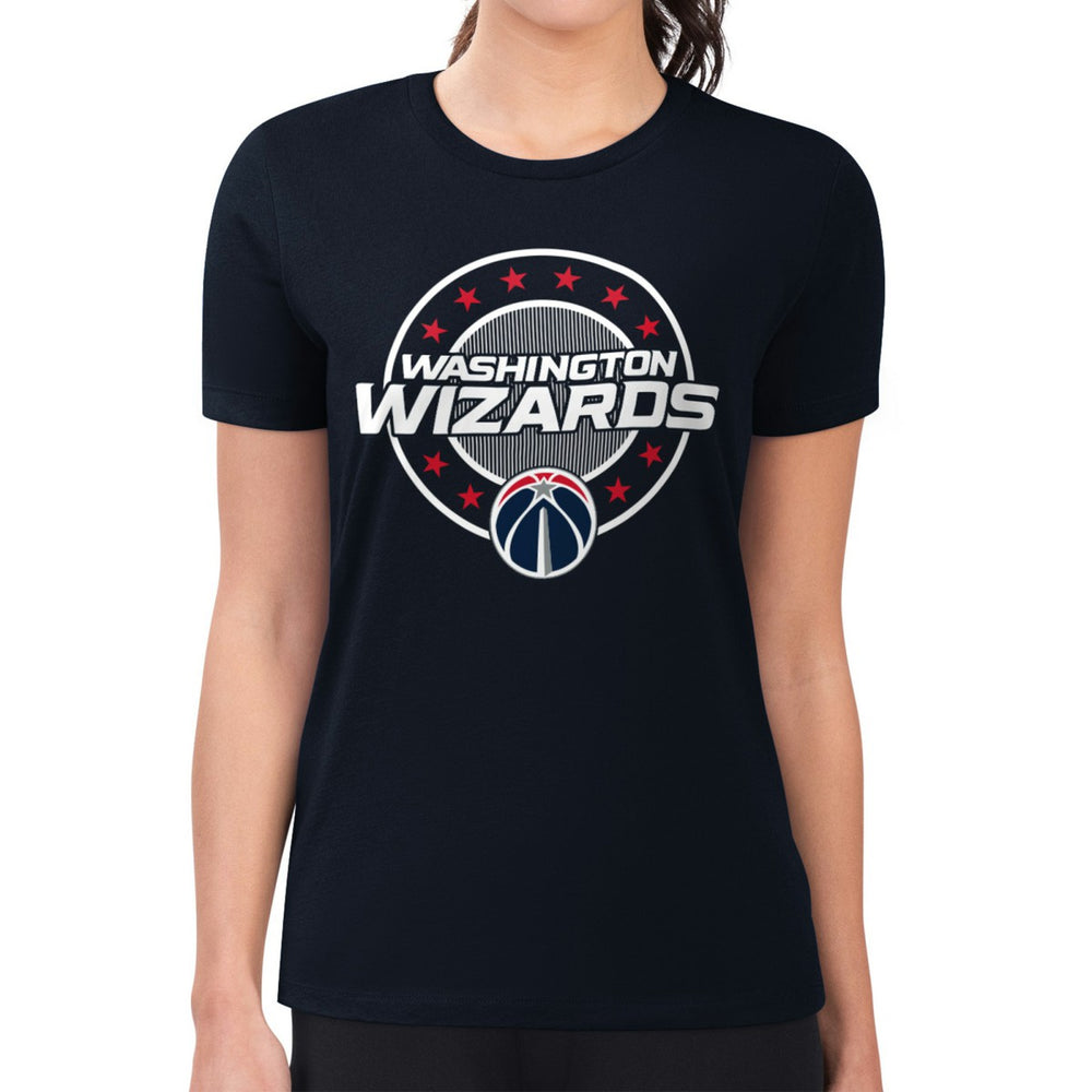 Washington Wizards G-III 4Her by Carl Banks Women's Super-Slim Lightweight Pinstripe Circle Graphic T-Shirt Navy