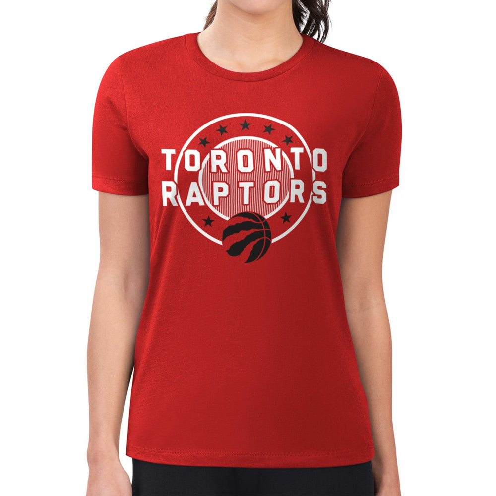 Toronto Raptors G-III 4Her by Carl Banks Women's Super-Slim Lightweight Pinstripe Circle Graphic T-Shirt Red