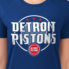 Detroit Pistons G-III 4Her by Carl Banks Women's Super-Slim Lightweight Pinstripe Circle Graphic T-Shirt Blue