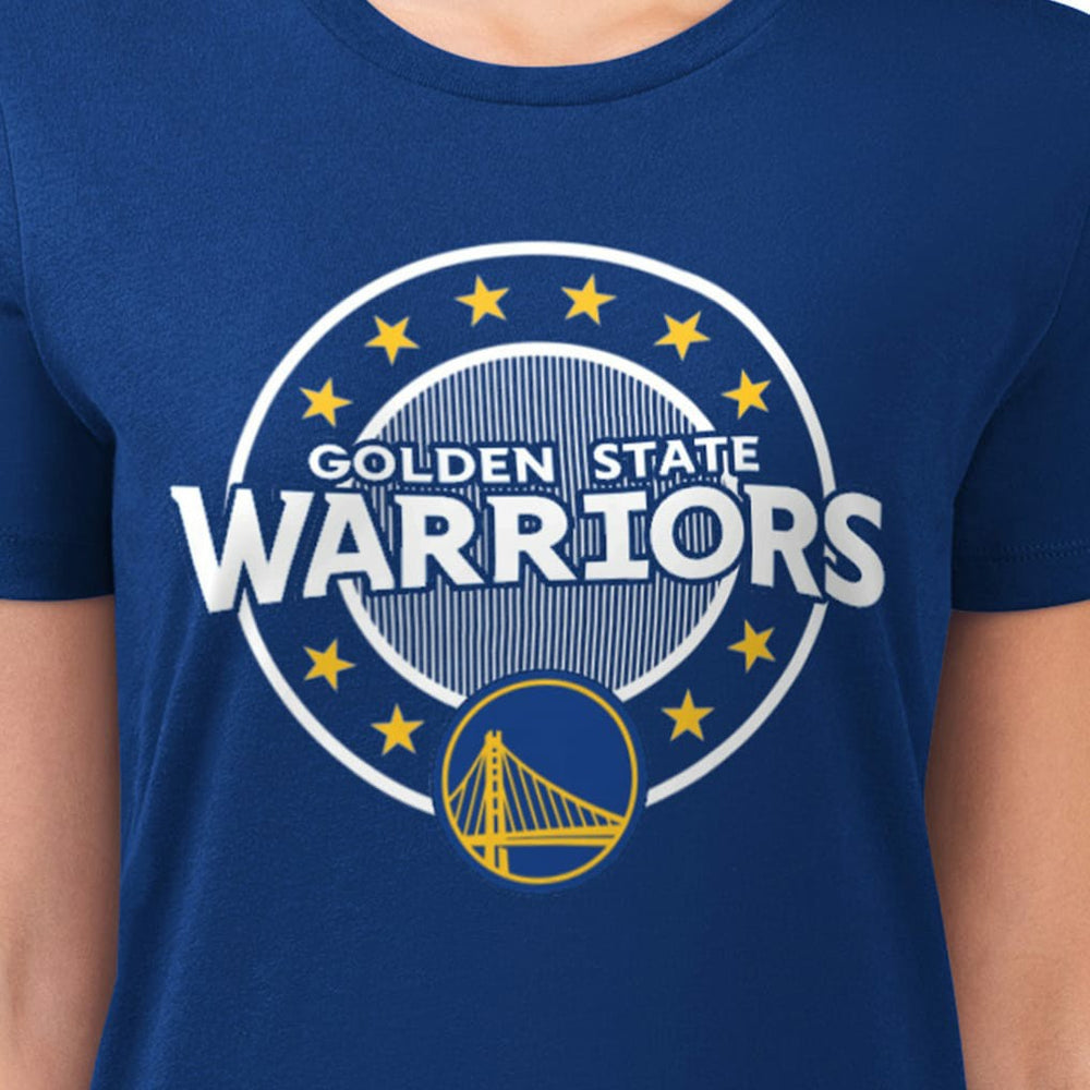 Golden State Warriors G-III 4Her by Carl Banks Women's Super-Slim Lightweight Pinstripe Circle Graphic T-Shirt Royal