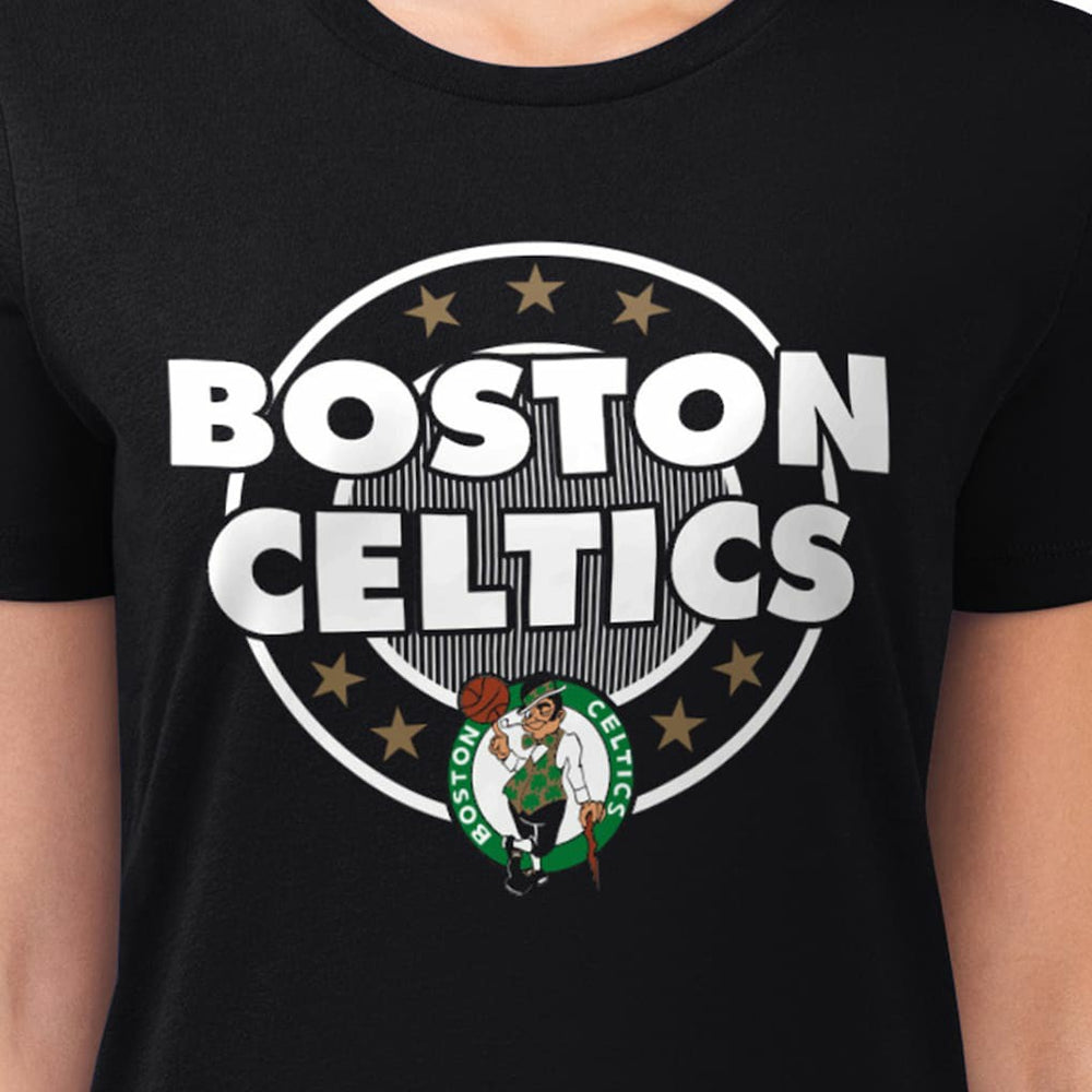 Boston Celtics G-III 4Her by Carl Banks Women's Super-Slim Lightweight Pinstripe Circle Graphic T-Shirt Black