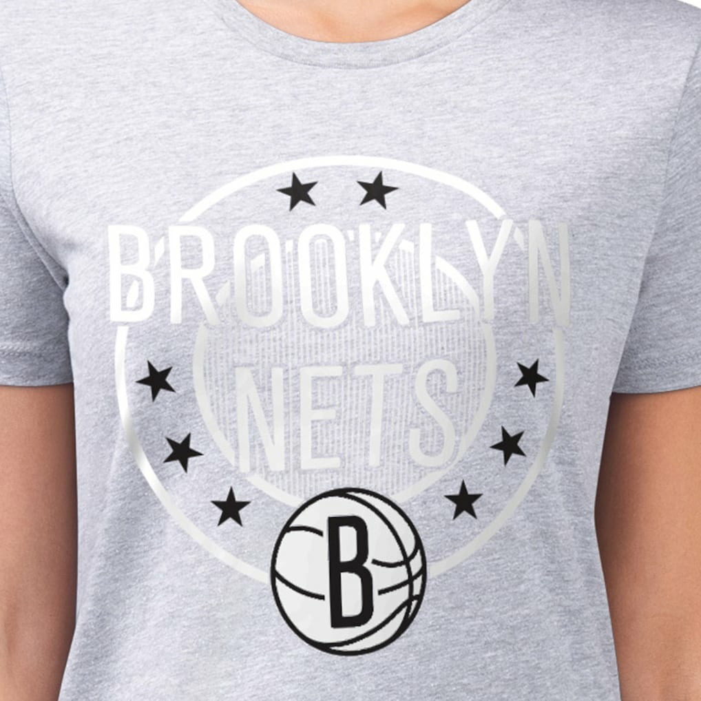 Brooklyn Nets G-III 4Her by Carl Banks Women's Super-Slim Lightweight Pinstripe Circle Graphic T-Shirt Gray