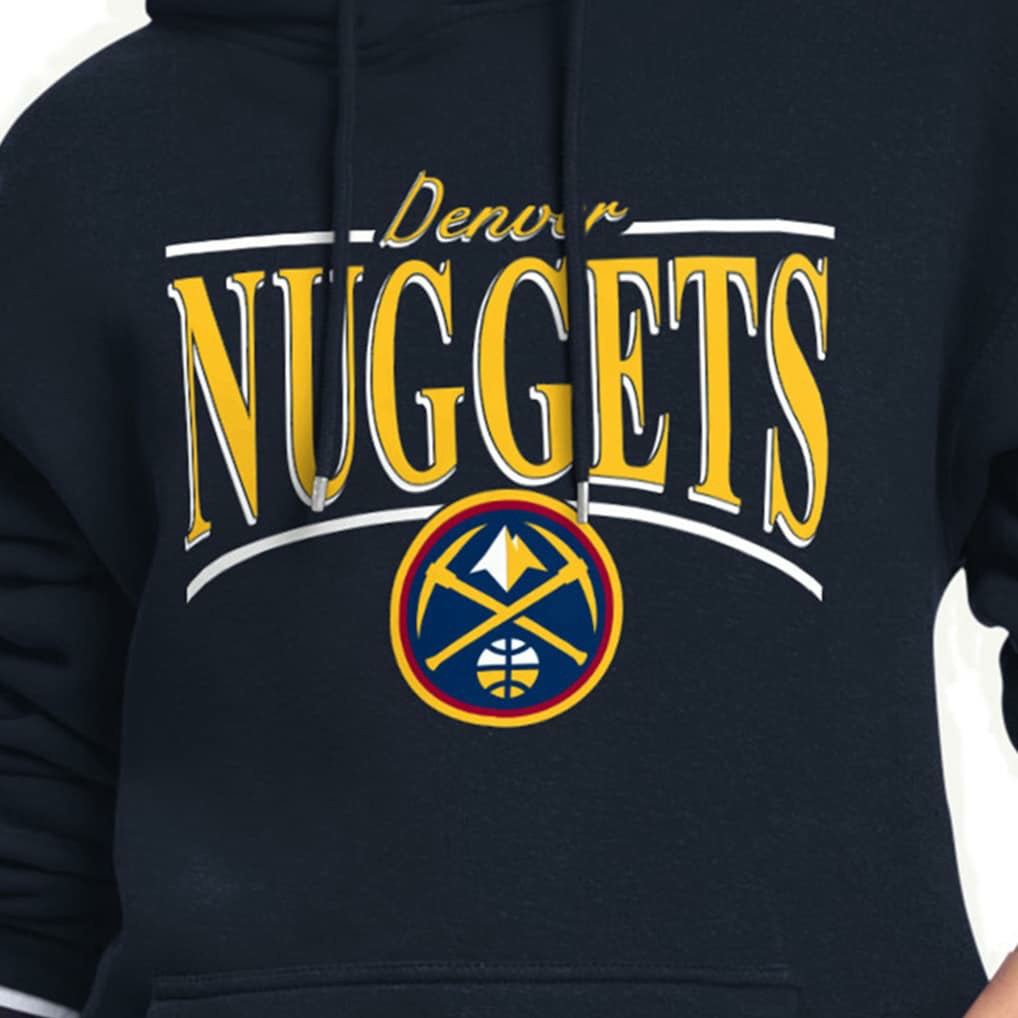 Denver Nuggets Starter Women's Arch Stripe Fleece Hoodie Navy
