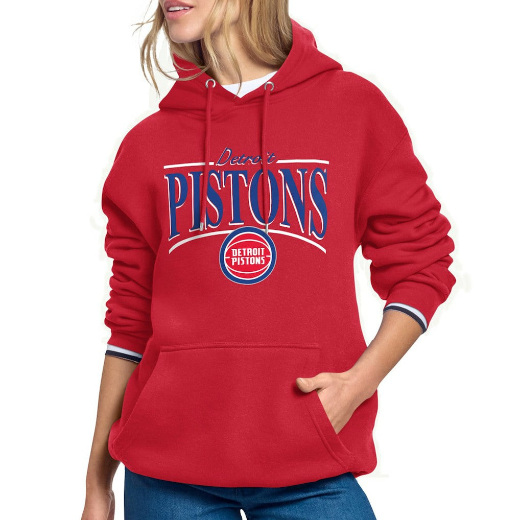Detroit Pistons Starter Women's Arch Stripe Fleece Hoodie Red