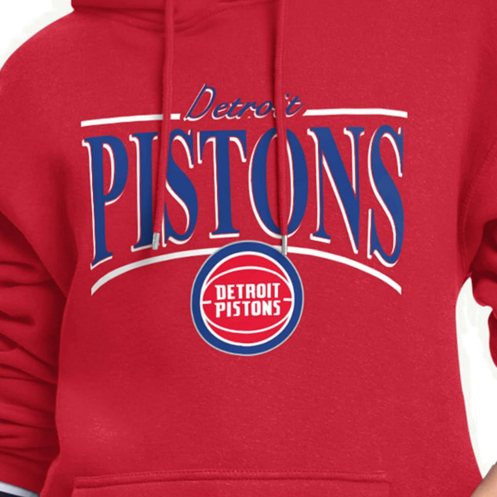 Detroit Pistons Starter Women's Arch Stripe Fleece Hoodie Red