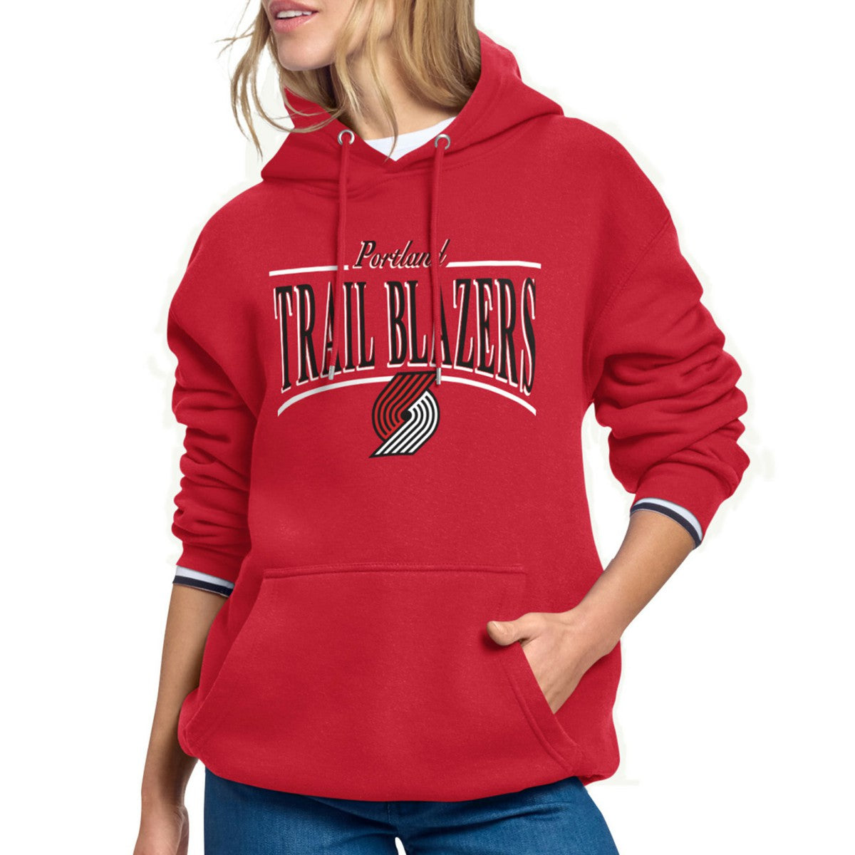Portland Trail Blazers Starter Women's Arch Stripe Fleece Hoodie Red