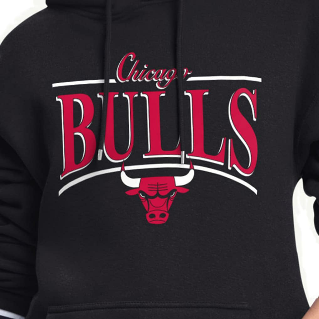Chicago Bulls Starter Women's Arch Stripe Fleece Hoodie Black