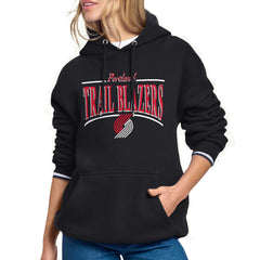 Portland Trail Blazers Starter Women's Arch Stripe Fleece Hoodie Black