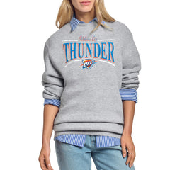 Oklahoma City Thunder Starter Women's Arch Stripe Fleece Crewneck Sweatshirt Gray