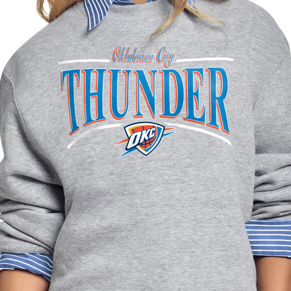Oklahoma City Thunder Starter Women's Arch Stripe Fleece Crewneck Sweatshirt Gray