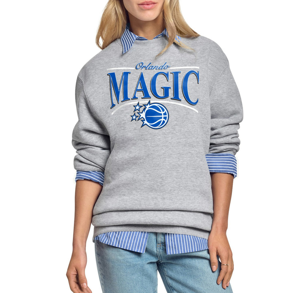 Orlando Magic Starter Women's Arch Stripe Fleece Crewneck Sweatshirt Gray