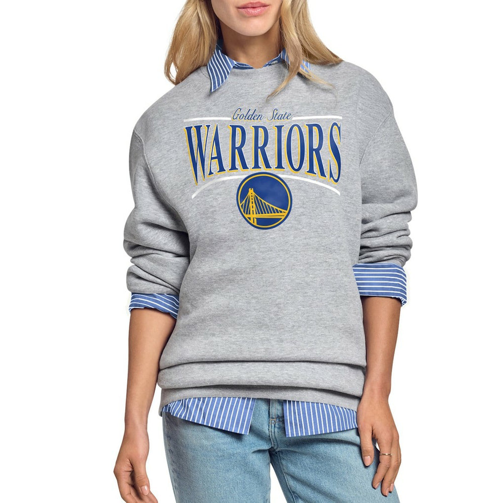 Golden State Warriors Starter Women's Arch Stripe Fleece Crewneck Sweatshirt Gray