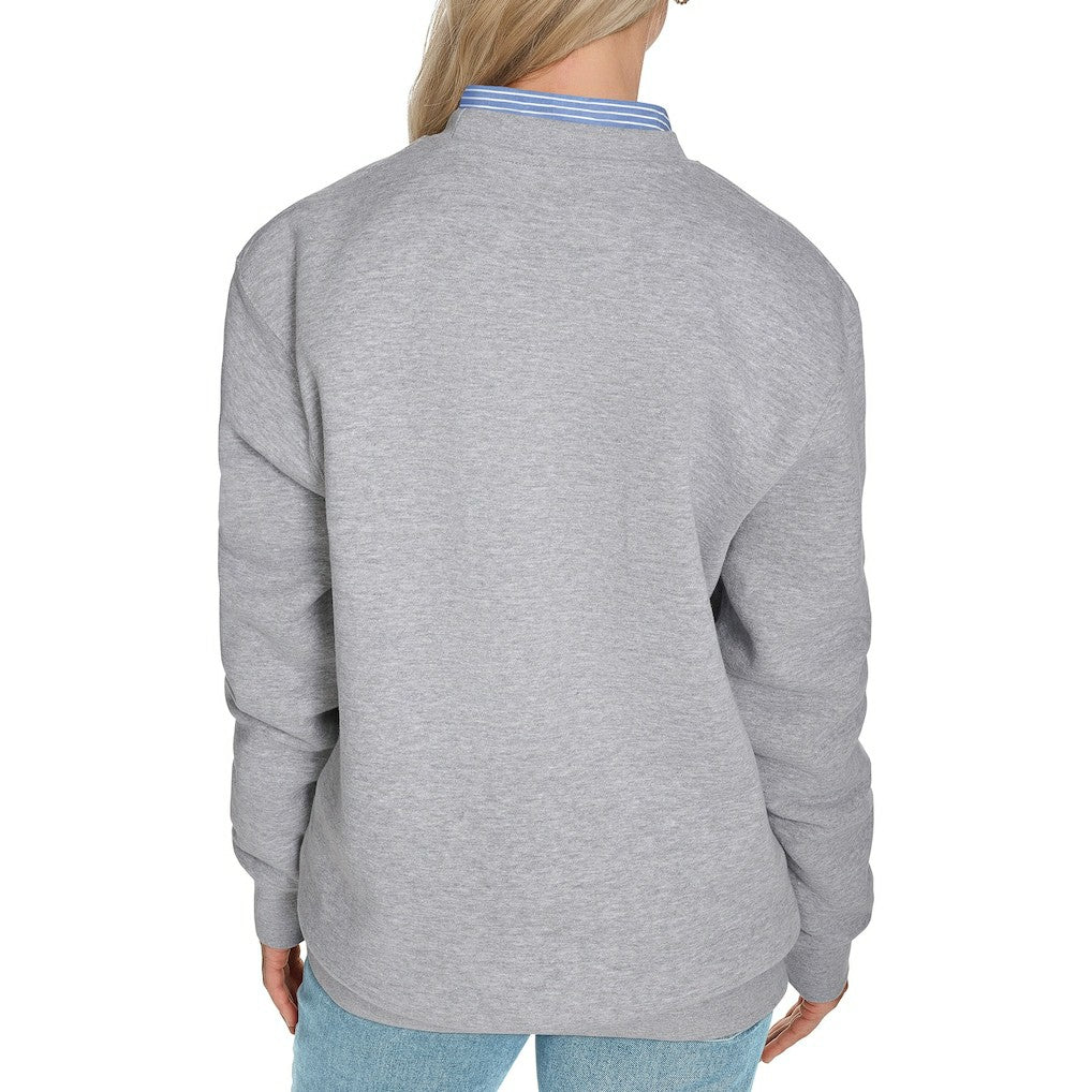 LA Clippers Starter Women's Arch Stripe Fleece Crewneck Sweatshirt Gray