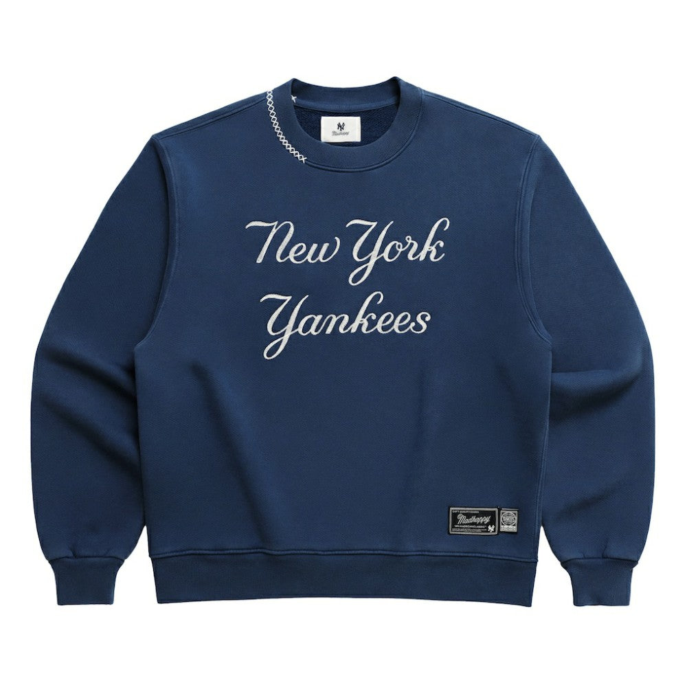 New York Yankees Madhappy Unisex Script Fleece Sweatshirt - Blue Sweatshirts