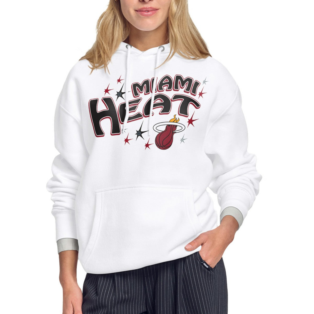 Miami Heat Starter Women's Fireworks Fleece Hoodie White
